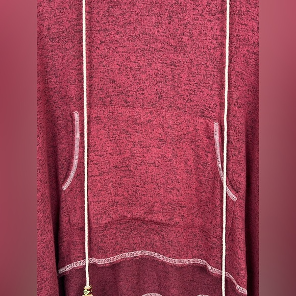 Earthbound sweater hoodie drawstrings burgundy Sz M - Picture 6 of 8